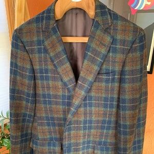 Mens Brooks Brothers Sport coat blazer 100% wool 40S Navy Brown Olive